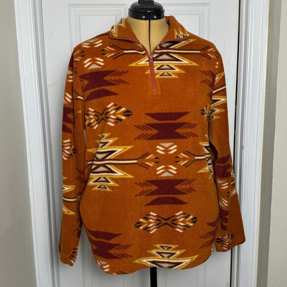 Cotton Rye Jackets & Blazers - Cotton Rye Southwestern Aztec Fleece 1/4 Zip Western Pullover Jacket